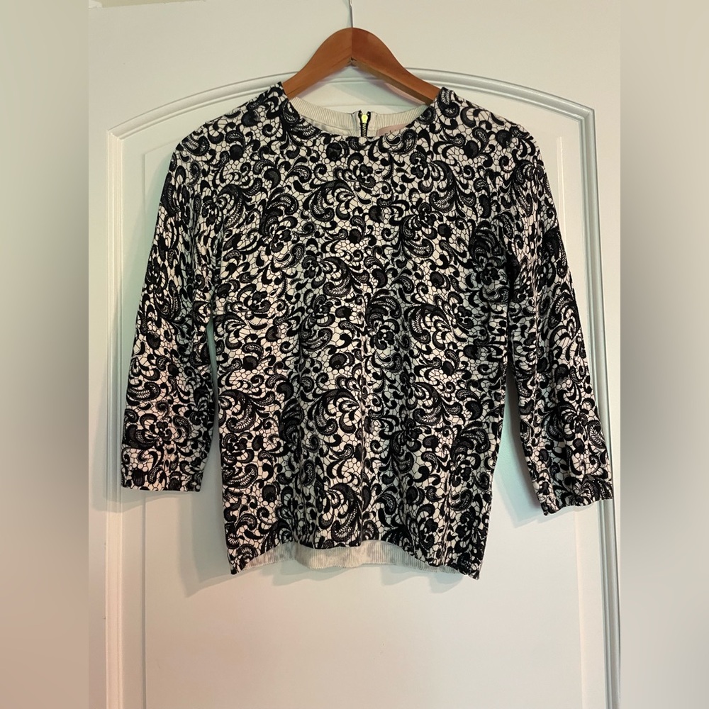Philosophy Republic Clothing Black & White Lace-Print Women's Sweater Top